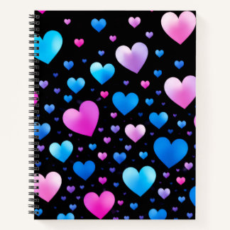 Roze & Blauwe Gloeiende Harten Notitieboek