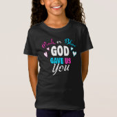 Roze blauwe GOD gaf ons Christelijke gender onthul T-shirt (Voorkant)