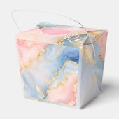 Roze Blauwe Goud Agate Huwelijk Bedankdoosjes (Achterkant)
