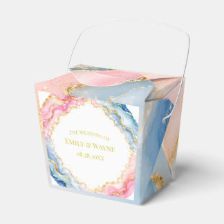 Roze Blauwe Goud Agate Huwelijk Bedankdoosjes