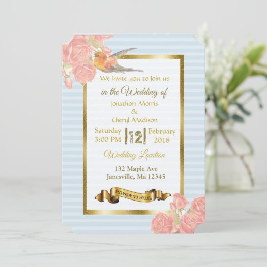 Roze blauwe goudbloem en uitingen van het vogelhuw kaart (Staand voorkant)