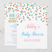 Roze blauwe goudConfetti Genderkwesties onthullen  Kaart (Voorkant / Achterkant)