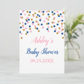 Roze blauwe goudConfetti Genderneutrale douche Kaart (Staand voorkant)