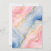 Roze Blauwe Gouden Agate Trouwviering Kaart (Achterkant)