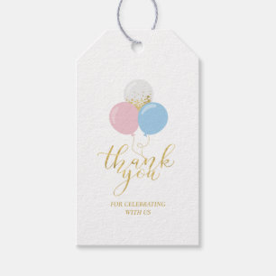 Roze, Blauwe & Gouden Baby Shower Bedank je Favor  Cadeaulabel