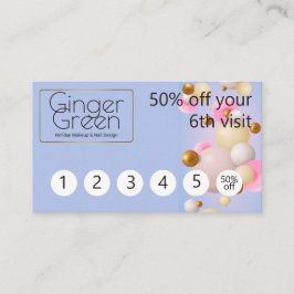 Roze blauwe gouden ballonnen klantenkaartje