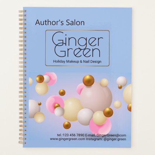 Roze blauwe gouden ballonnen planner (Voorkant)