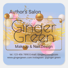 Roze blauwe gouden ballonnen vierkante sticker