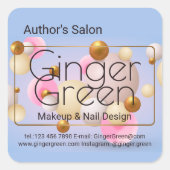 Roze blauwe gouden ballonnen vierkante sticker (Voorkant)