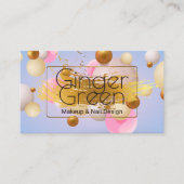 Roze blauwe gouden ballonnen visitekaartje (Voorkant)