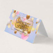 Roze blauwe gouden ballonnen visitekaartje (Voorkant)