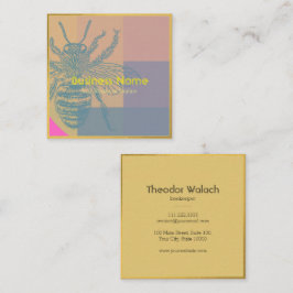 Roze blauwe gouden bijen - professioneel vierkante visitekaartje