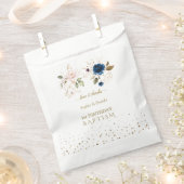 Roze Blauwe Gouden Bloemen Tweeling 1e Verjaardag  Bedankzakje (Geknipt)