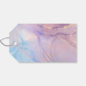 Roze & Blauwe Gouden Glitter Marmer Cadeaulabel (Achterkant Horizontaal)