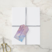 Roze & Blauwe Gouden Glitter Marmer Cadeaulabel (Met Touw)