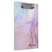 Roze & Blauwe Gouden Glitter Marmer Klembord (Rechts)