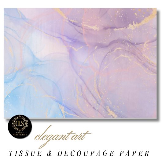 Roze & Blauwe Gouden Glitter Marmer Tissuepapier