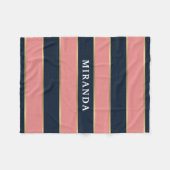 Roze blauwe gouden streep patroon fleece deken (Voorkant (Horizontaal))