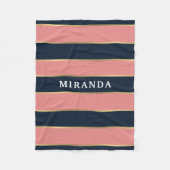 Roze blauwe gouden streep patroon fleece deken (Voorkant)