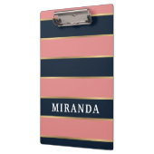 Roze blauwe gouden streep patroon klembord (Links)