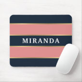 Roze blauwe gouden streep patroon muismat (Met muis)