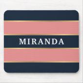 Roze blauwe gouden streep patroon muismat (Voorkant)