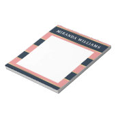 Roze blauwe gouden streep patroon notitieblok (Linkerzijde)