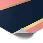Roze blauwe gouden streep patroon poster (Hoek)