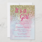 Roze blauwe goudglitter Sprinkle Baby shower Invit Kaart (Voorkant)