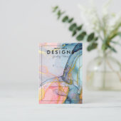 Roze blauwe goudkleurige Kaart met oormerk Visitekaartje (Staand voorkant)