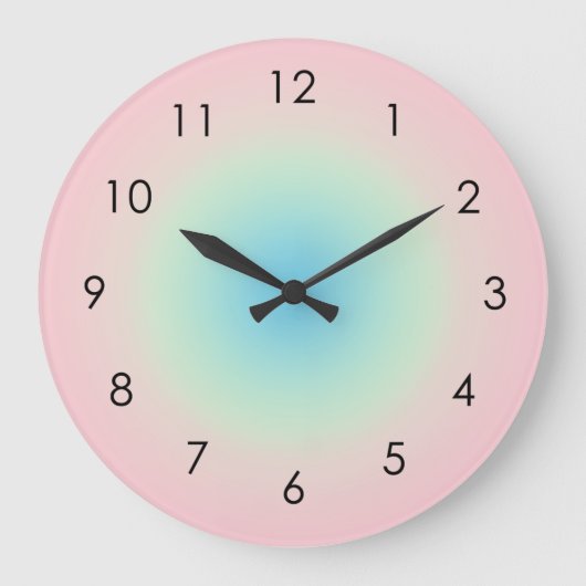 Roze blauwe gradiënt ombre pasta esthetisch grote klok (Voorkant)