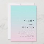 Roze blauwe gradiënt QR Code RSVP Alle in één brui Kaart (Voorkant)