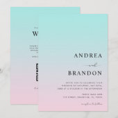 Roze blauwe gradiënt QR Code RSVP Alle in één brui Kaart (Voorkant / Achterkant)