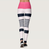 Roze blauwe grensstrepen leggings (Achterkant)
