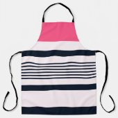 Roze blauwe grensstrepen schort (Voorkant)