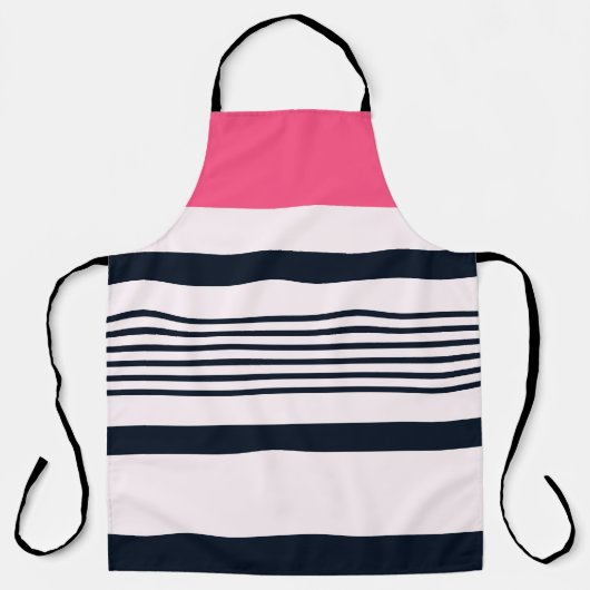 Roze blauwe grensstrepen schort (Voorkant)