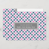 Roze blauwe grijs 40e verjaardag uitnodiging (Voorkant / Achterkant)