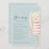 Roze blauwe grijze bunny Baby shower nodigt uit Bedankkaart (Voorkant / Achterkant)