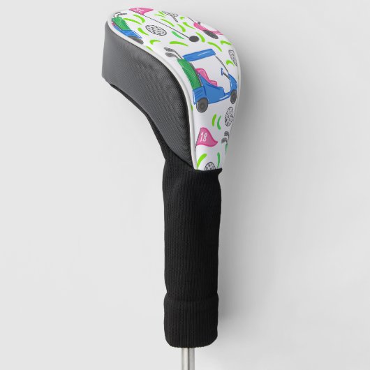 Roze blauwe groen golfheadcover (Schuin)