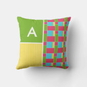 Roze, blauwe, groene en gele rechthoeken kussen (Achterkant)