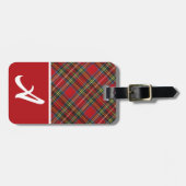 Roze, blauwe, groene geplaveide stof, kleurenblok bagagelabel (Voorkant horizontaal)