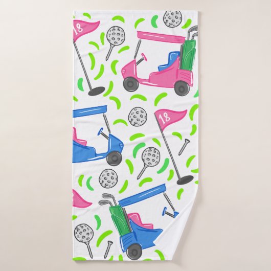 Roze Blauwe Groene Golf Preppy Badhanddoek (Badhanddoek)