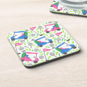 Roze Blauwe Groene Golf Preppy Bier Onderzetter (Linkerzijde)