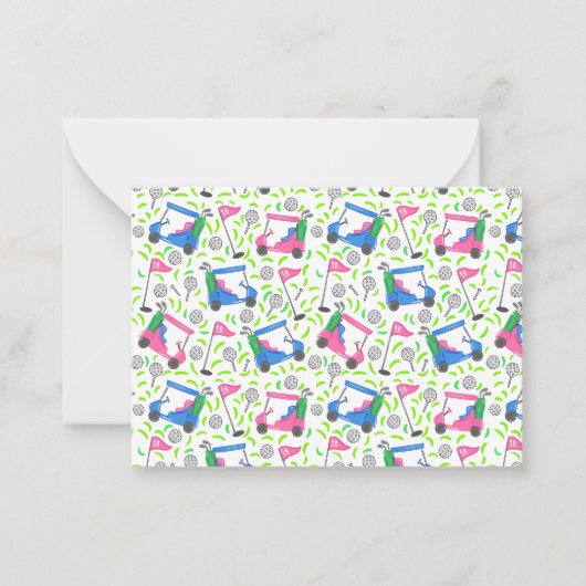Roze Blauwe Groene Golf Preppy Notitiekaartje (Voorkant)