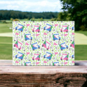 Roze Blauwe Groene Golf Preppy Notitiekaartje