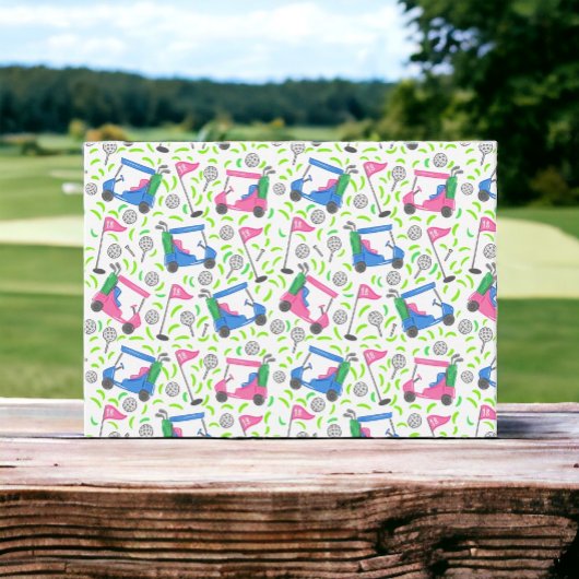 Roze Blauwe Groene Golf Preppy Notitiekaartje