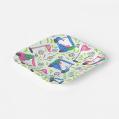 Roze Blauwe Groene Golf Preppy Papieren Bordje (Gebogen)