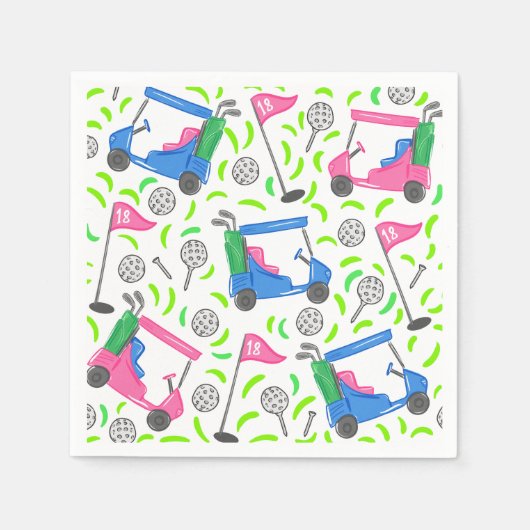 Roze Blauwe Groene Golf Preppy Servet (Voorkant)