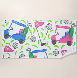 Roze Blauwe Groene Golf Preppy Strandlaken