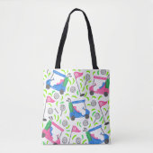 Roze Blauwe Groene Golf Preppy Tote Bag (Voorkant)
